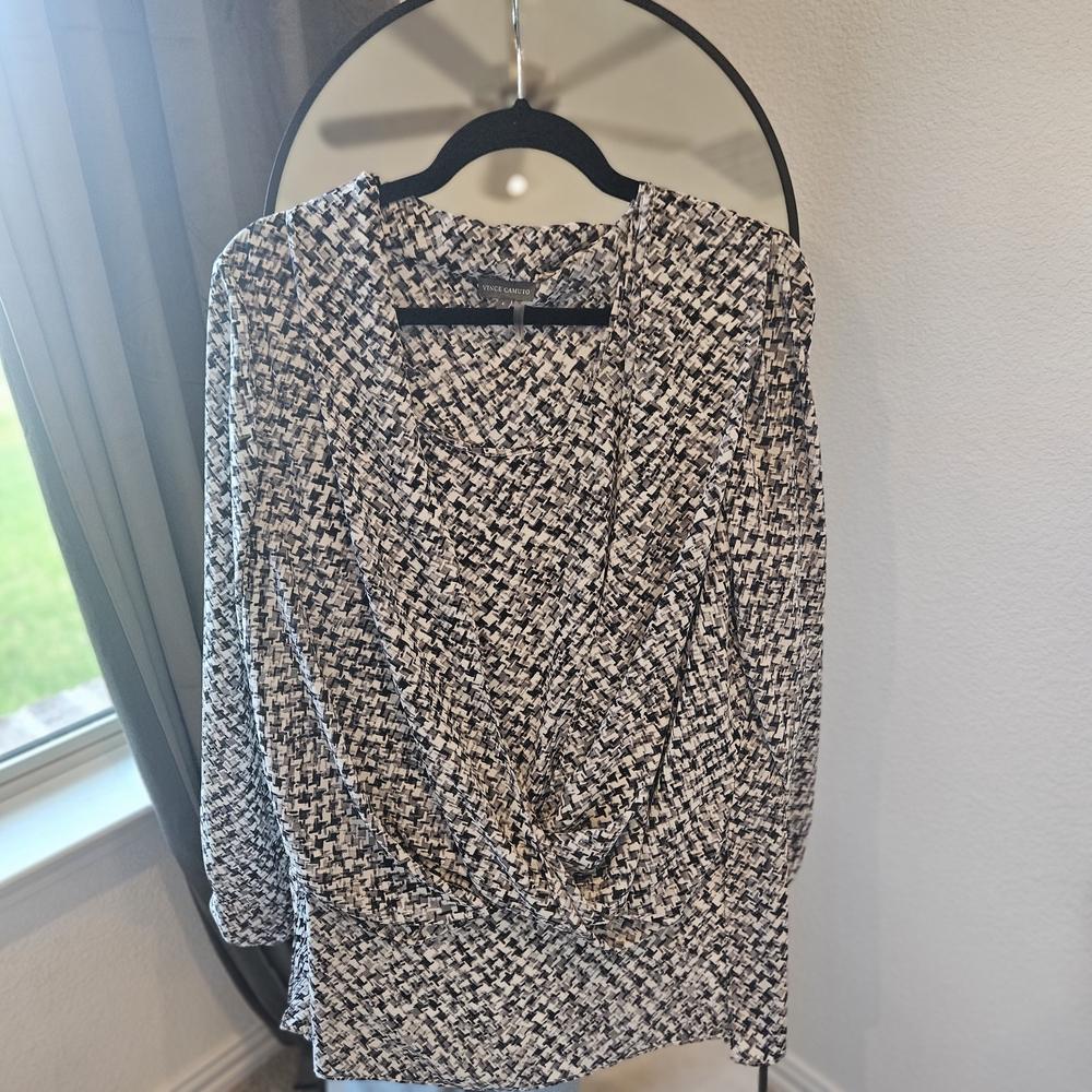 Black and White Patterned Blouse